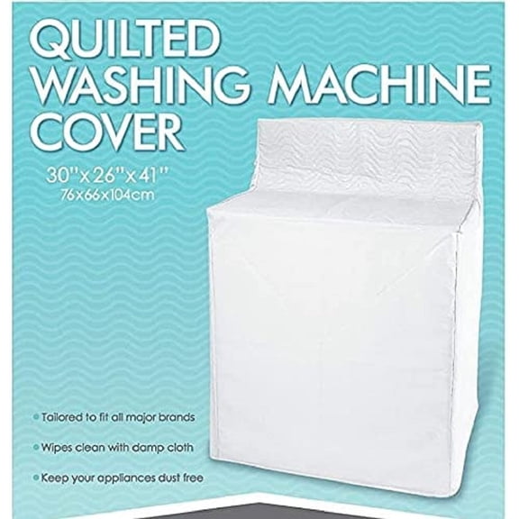 Washing Machine Cover Waterproof Heavyweight Zippered White 30"W x 26"D x 41"H