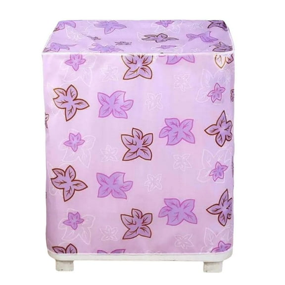 Washing Machine Cover with Floral Pattern Waterproof Polyester Fabric Sun Protection for Top Loader