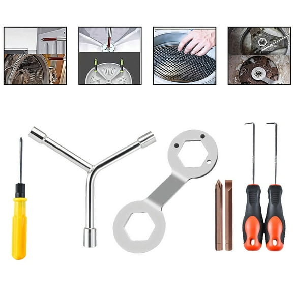 Washing Machine Disassembly Tool Set, 7-Piece Hand Tool Kit with Chrome Vanadium Steel Wrench, Screwdriver, Hex Key & Hooks for Appliance Repair