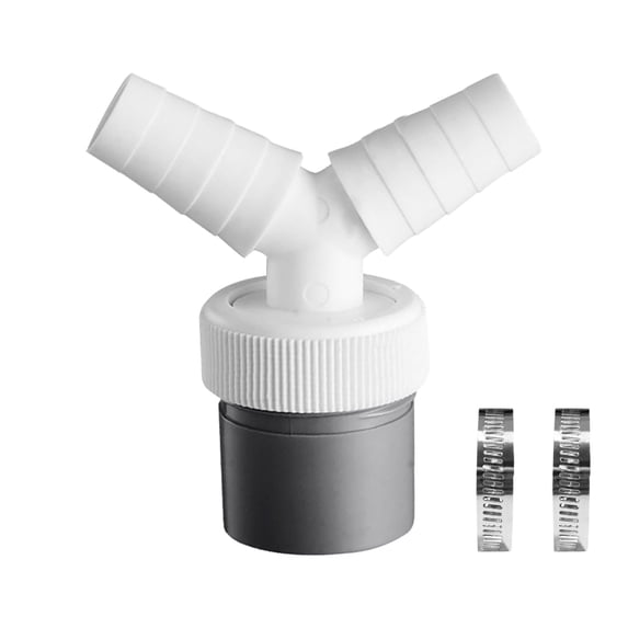 Washing Machine Drain Adapter Dishwasher And Washing Machine Drain Adapter Double Connection Y With For Pipe Diameter 40 Mm And Inlet Diameter 18 24 Mm With 2 Hose Clamps Plumbing Fittings