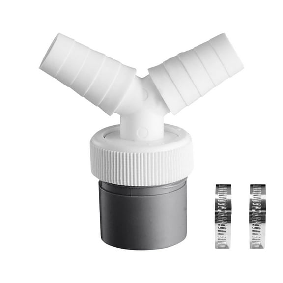 Washing Machine Drain Adapter Double Connection Y Shape with 2 Hose Clamps for Pipe 40 Mm Inlet 18-24 Mm