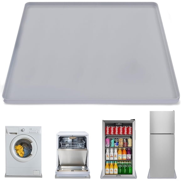 Washing Machine Drain Pan, 26x26 Inch  Mat with Raised ,  Leak Protector Tray for Under Washer and Dryer, Anti-Slip and Foldable Laundry Room Mat