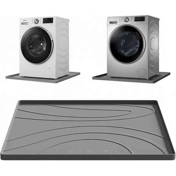 Washing Machine Drain Pan mat - 30x33 Inch Non-Slip Washer Drip Tray, Anti-Vibration Soft Mat for Under Dryer or Washer, Floor Leak Protector for Laundry Room