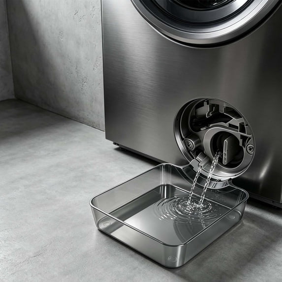 Washing Machine Drain Tray, Washer Drain Pan - Reusable Front Load Filter Cleaning Tray with Funnel, Durable Washer Water Collector