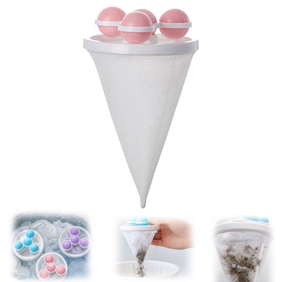Washing Machine Filter Bag, Pet Hair Remover for Laundry, Floating Lint Catcher, Reusable Hair Mesh Trap for Washer(Pink)