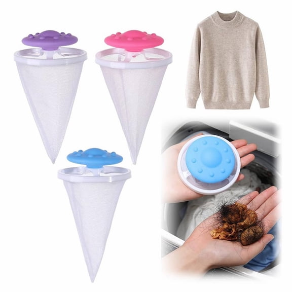 Washing Machine Filter TASTAN Washing Machine Lint Filter - Floating Mesh Bag Catcher, Universal Hose Attachment, Pet Hair & Fiber Remover for Laundry Cleaning, Lint Catcher, Purple