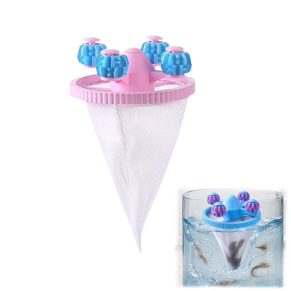 Washing Machine Hair Filter, Laundry Pet Hair Remover with Conical Ultra-Dense Mesh, Lint Catcher Catches Fine Fur & Debris, Prevents Drain Clogs, Reusable (Pink, 1PC)