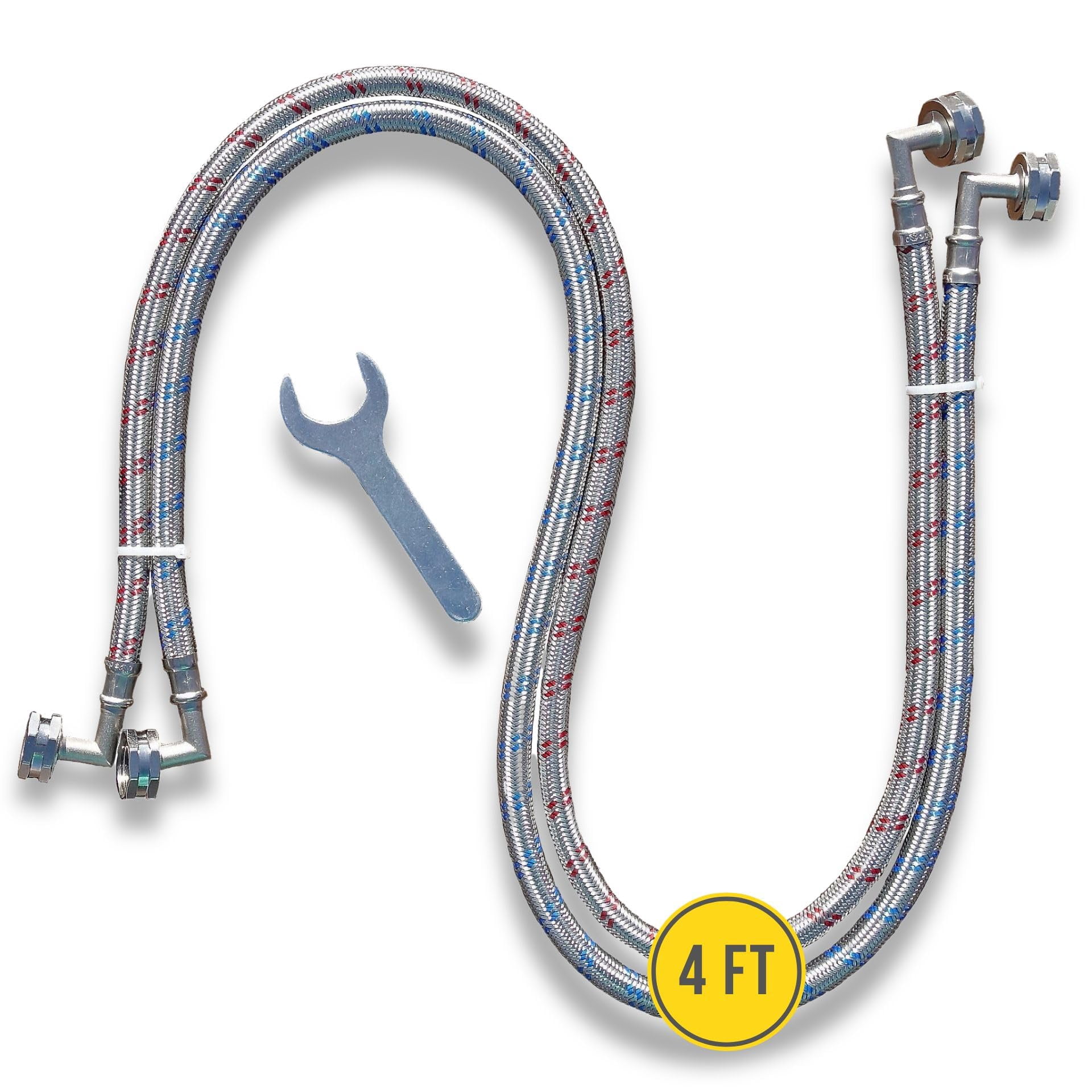 Washing Machine Hoses (4 FT) - Double 90° Elbow to Fit Tight Spaces ...