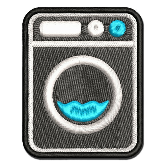 Washing Machine Laundry Applique Multi-Color Embroidered Hook & Loop Patch - 3 Inch Medium