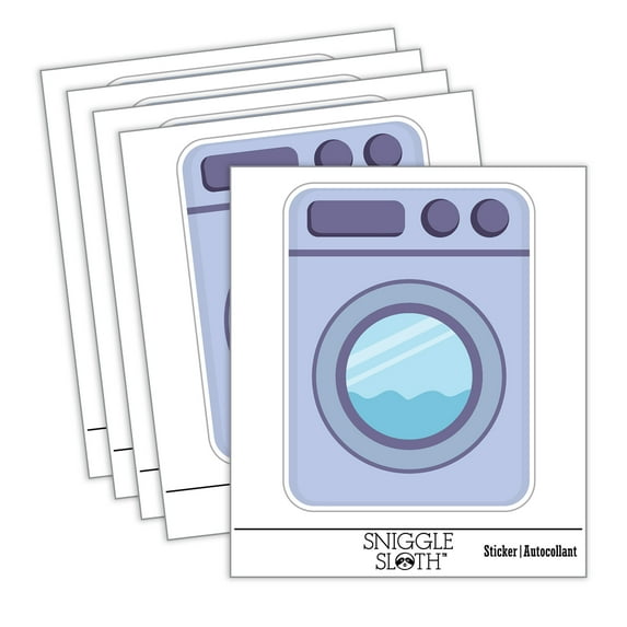 Washing Machine Laundry Car Window Bumper Water Bottle Phone Tablet Laptop Waterproof Vinyl Decal Sticker Set 5-Pack - Gloss Finish - 3.0"