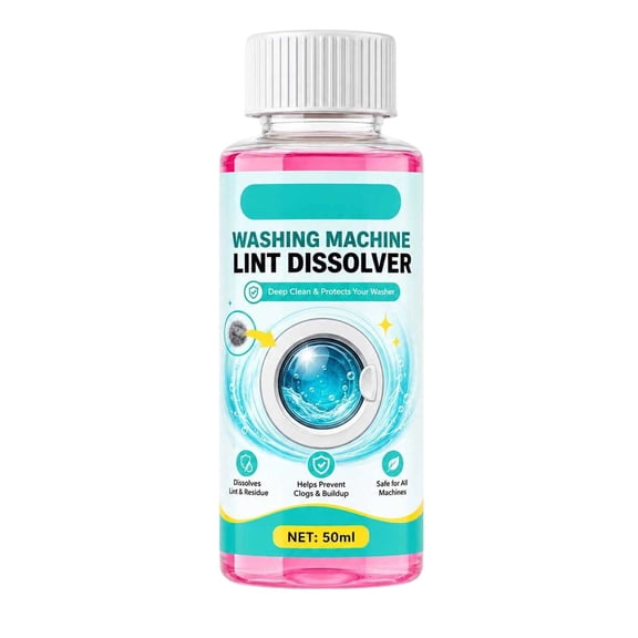 Washing Machine Lint Dissolver Liquid Hair Remover Drain Buildup Cleaner for Front Top Load Drum Laundry Tub Filter Home Care 1.7 fl oz