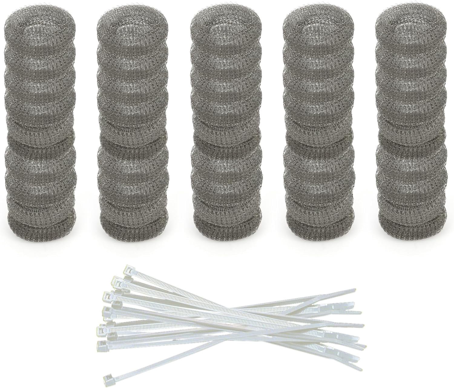 Washing Machine Lint Trap – Stainless Steel Hose Filter, Mesh Drain Catcher, Washer Sock Lint Remover, Rust-Free Snare Laundry Filter with Nylon Cable Ties, 29cmx6.5cm – 50-Pack