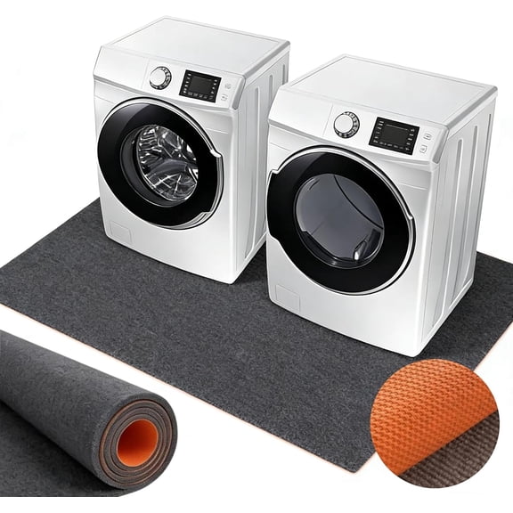 Under Washing Machine Mat, 10mm Thick 63x40 Inch Extra Large Waterproof Floor Protector, Rubber Backing Non-Slip Shock Absorbing Noise Reducing Mat for Washer Dryer Refrigerator