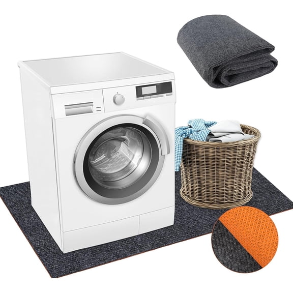 Under Washing Machine Mat 63 x 36 Inch, Waterproof Floor Mat Rubber Backing for Washer Dryer Fridge Refrigerator Freezer Floor Protector, Home Appliance Mat, Shock Absorbing, Noise Reducing, Non-Slip