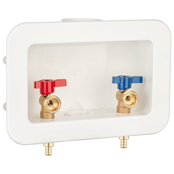 Washing Machine Outlet Box 1/2 Inch Push-to-Connect with 2 Inch Central Drain, Connect 3/4 Inch Washing Machine Hoses