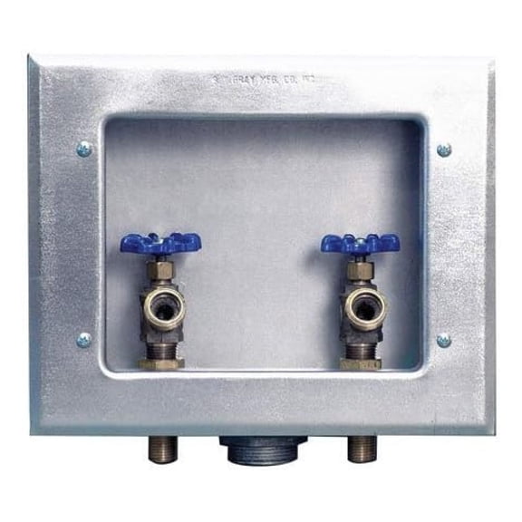 Washing Machine Outlet Box - 2 Inch Drain - Galvanized Steel WMOB - 1/2" MIP/Sweat - Center Drain - Laundry Appliance Connection