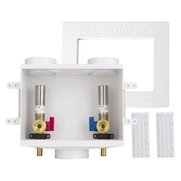 EFIELD 1/2\" PEX Expansion (F1960) Inlet, Washing Machine Outlet Box, With Copper Water Hammer Arrestor