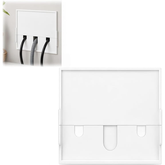 Washing Machine Outlet Box Cover with Hose Holder, Clip-On Laundry Room Wall Shield for Standard 7" x 8.5" Recessed Boxes, Odor & Lint Guard, Easy Valve Access, Compatible with Universal Washer