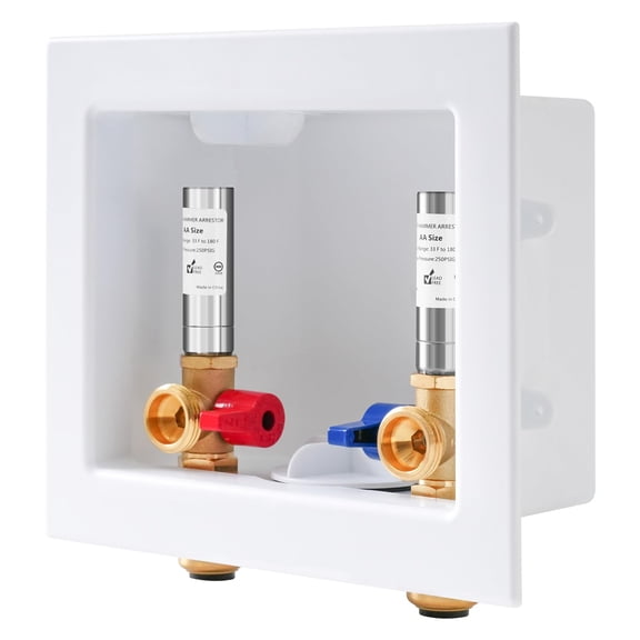 Washing Machine Outlet Box Push Fit/SS Arrestor, 1/2-inch X 3/4-inch MHT Central Drain Laundry Valve
