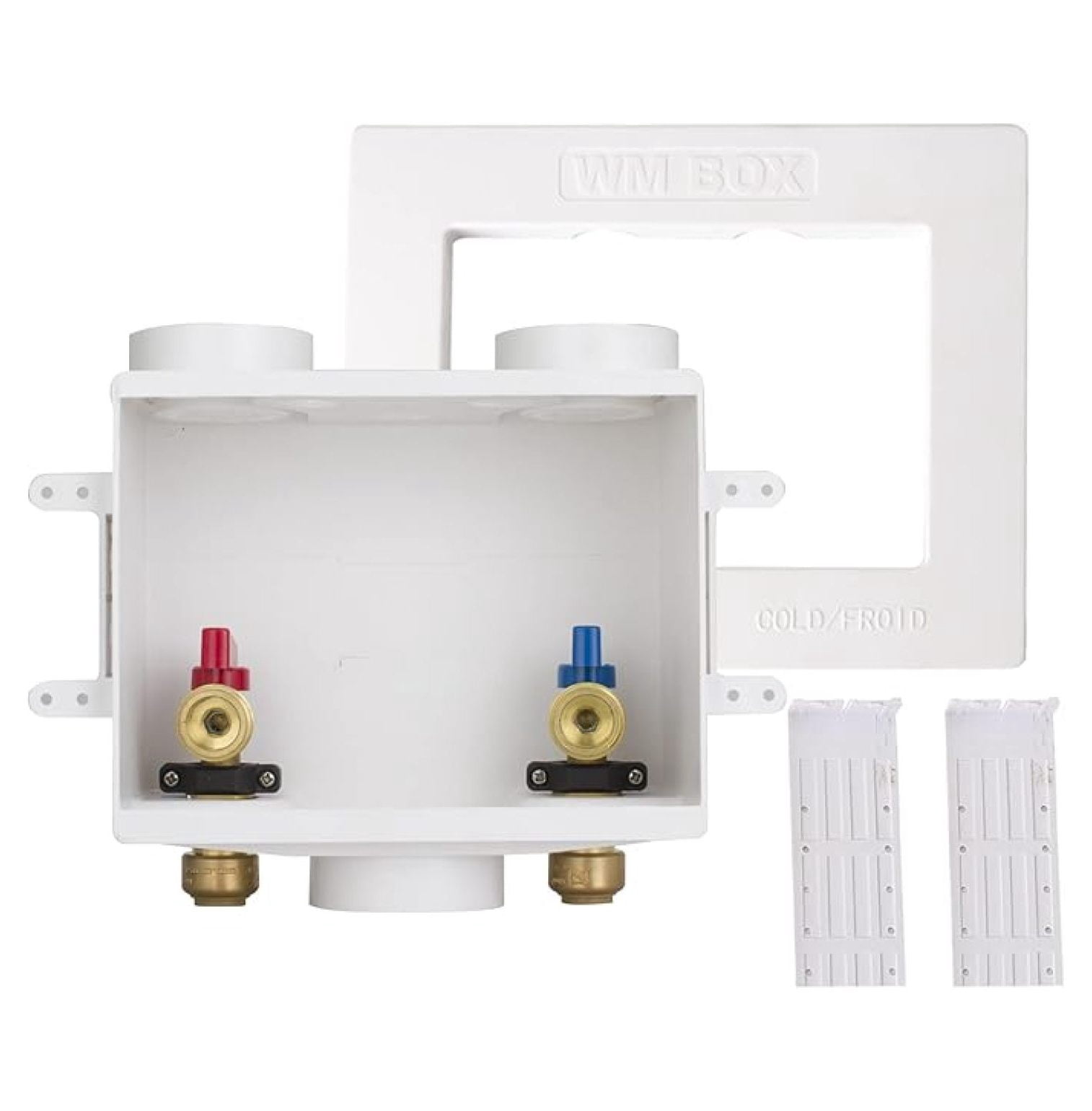 Highcraft Replacement Faceplate For Double Drain Washing Machine Outlet Box - ABS Plastic, Fits Wall Up To 1"