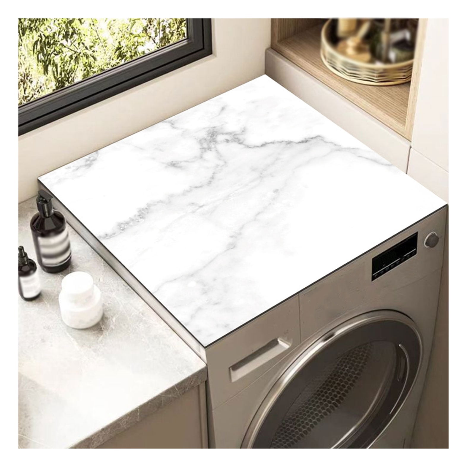 Washing Machine Pad Non-Slip Absorbent Washing Machine Mat Marble Washing Machine Cover for Washing Machine Dryer Coffee Machines
