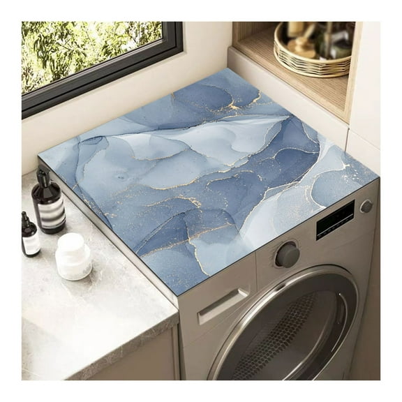Washing Machine Pad Non-Slip Absorbent Washing Machine Mat Marble Washing Machine Cover for Washing Machine Dryer Coffee Machines