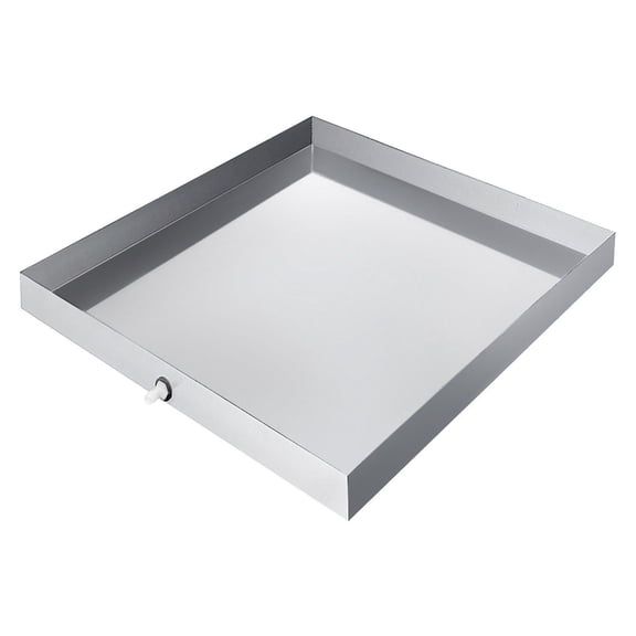 Washing Machine Pan 27x25 Inch, Stainless Steel Drain Pan, Heavy Duty Washer Drip Tray with Drain Hole & Adapter