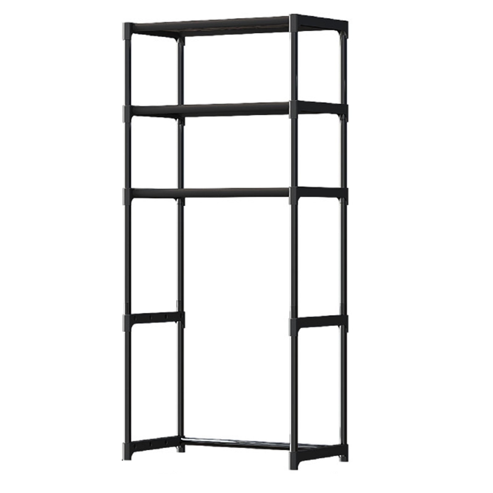 Washing Machine Shelf Over Toilet Multi,ayer Storage Rack, 60.63in H x 25in W x 11.81in D Black Plastic Bathroom & Laundry Floor Stand, Space,aving Easy Assembly Organizer