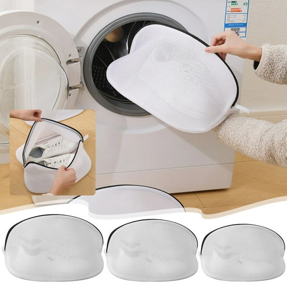 Washing Machine Shoe Protector Mesh Bag | Double-Layer Cylindrical Deformation-Resistant Laundry Wash Bag | Zipper Closure | Durable Home Laundry Organizer | Fits Most Standard Machines | 1 Pack