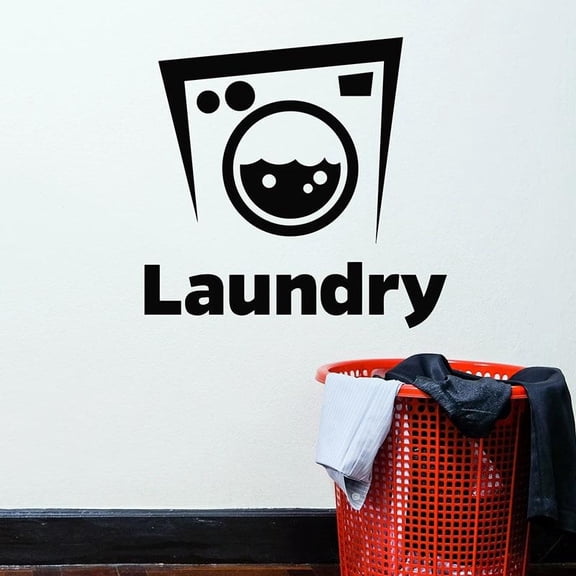 Washing Machine Wall Decal Laundry Room Dry Cleaning Service Interior Decor Logo Door Window Vinyl Stickers Wallpaper Art 74x76cm
