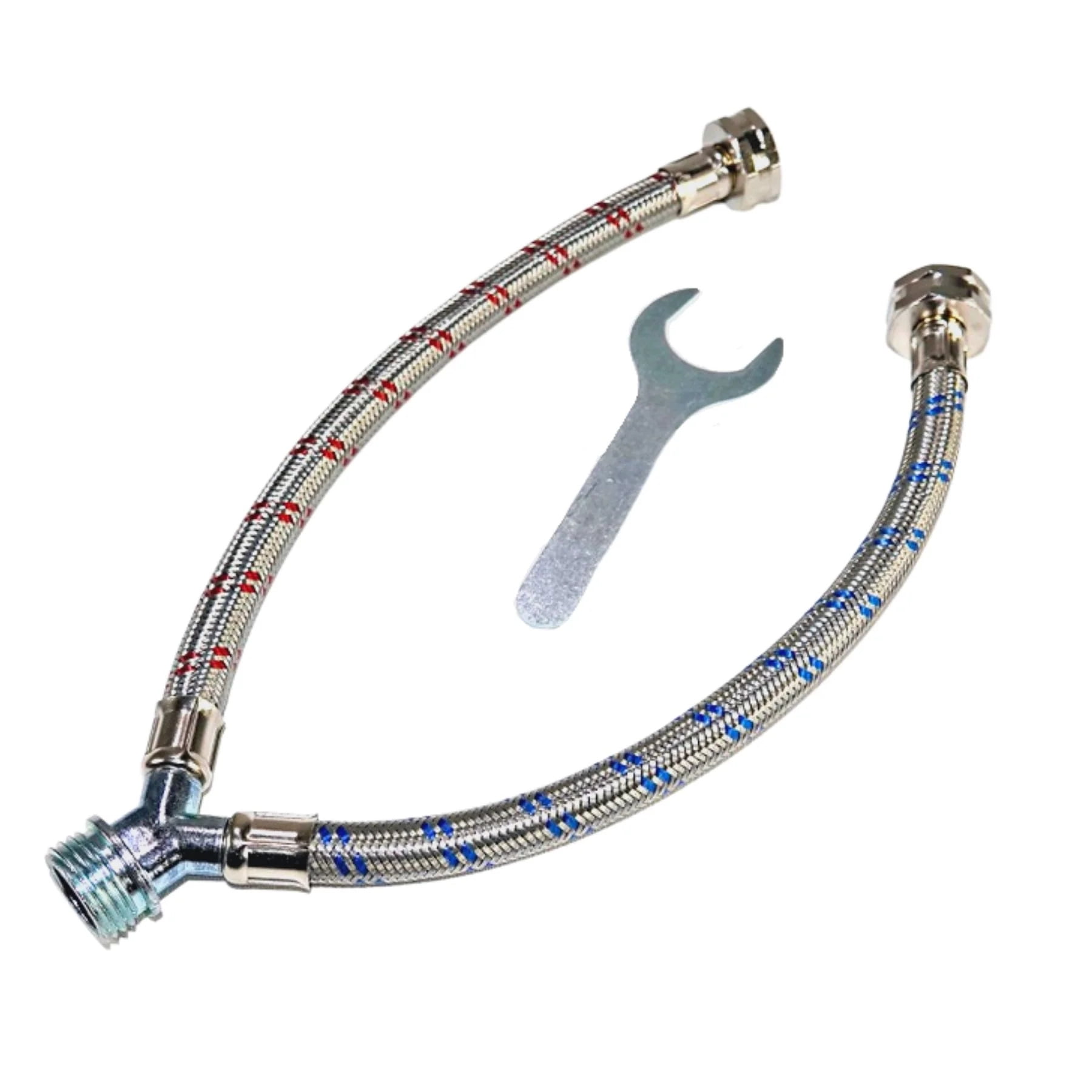 Washing Machine YMixer/YSplit Water Hose Burst Proof STAINLESS STEEL (1 FT) Long Legs 3/