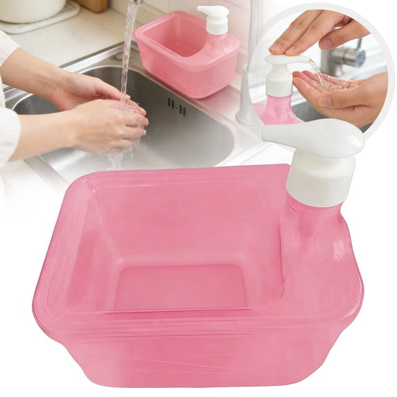 Washing Soap Dispenser Bowl, Ongmies 2 In 1 Double Layer Square Liquid Soap Dispenser with Pump, Dish Washing Soap Dispensers Bowl