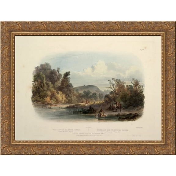Washinga Saba's grave on Blackbirds hill, plate 12 from Volume 2 of 'Travels in the Interior of North America' 24x18 Gold Ornate Wood Framed Canvas Art by Karl Bodmer