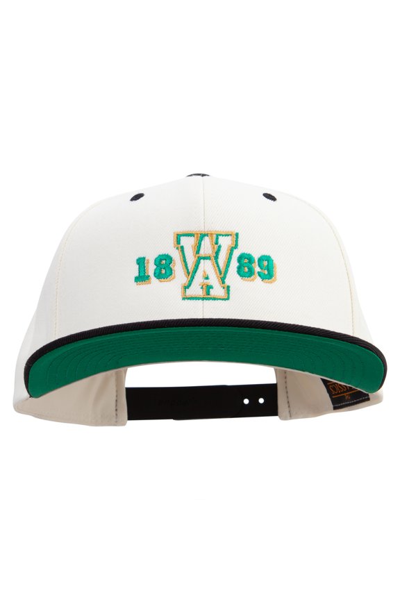 Washington 1889 Logo Embroidered Wool Blend 2 Tone Classic Snapback - Natural Black OSFM