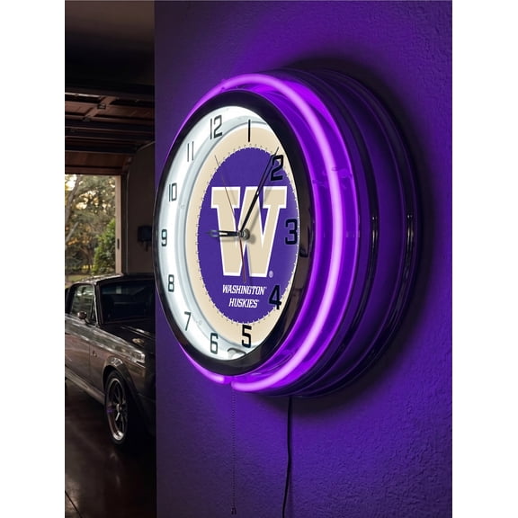 University of Washington 19" Double Neon Wall Clock