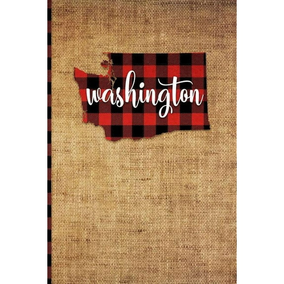 Washington: 6' x 9' | 108 Pages: Buffalo Plaid Washington State Silhouette Hand Lettering Cursive Script Design on Soft Matte Cover | Notebook, Diary, . State in Olympia, Tacoma, and Sea 1726395952