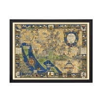 Washington Art, 1926 Vintage Map of Washington DC, DC History Wall Decor Gift, Old Washington Map - 24" x 18" Black Framed Print