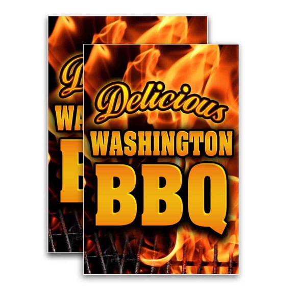 Washington BBQ (24" X 36") Vinyl Decal Only (Pack of 2) |Sign|Sticker|Poster