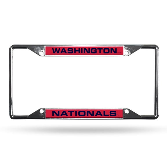 Washington Baseball Nationals 4-Corner EZ View Chrome Metal Laser License Plate Frame