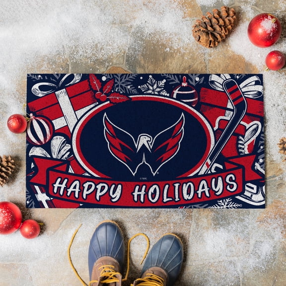 Washington Capitals 28" x 16" Happy Holidays Christmas Turf Door Mat