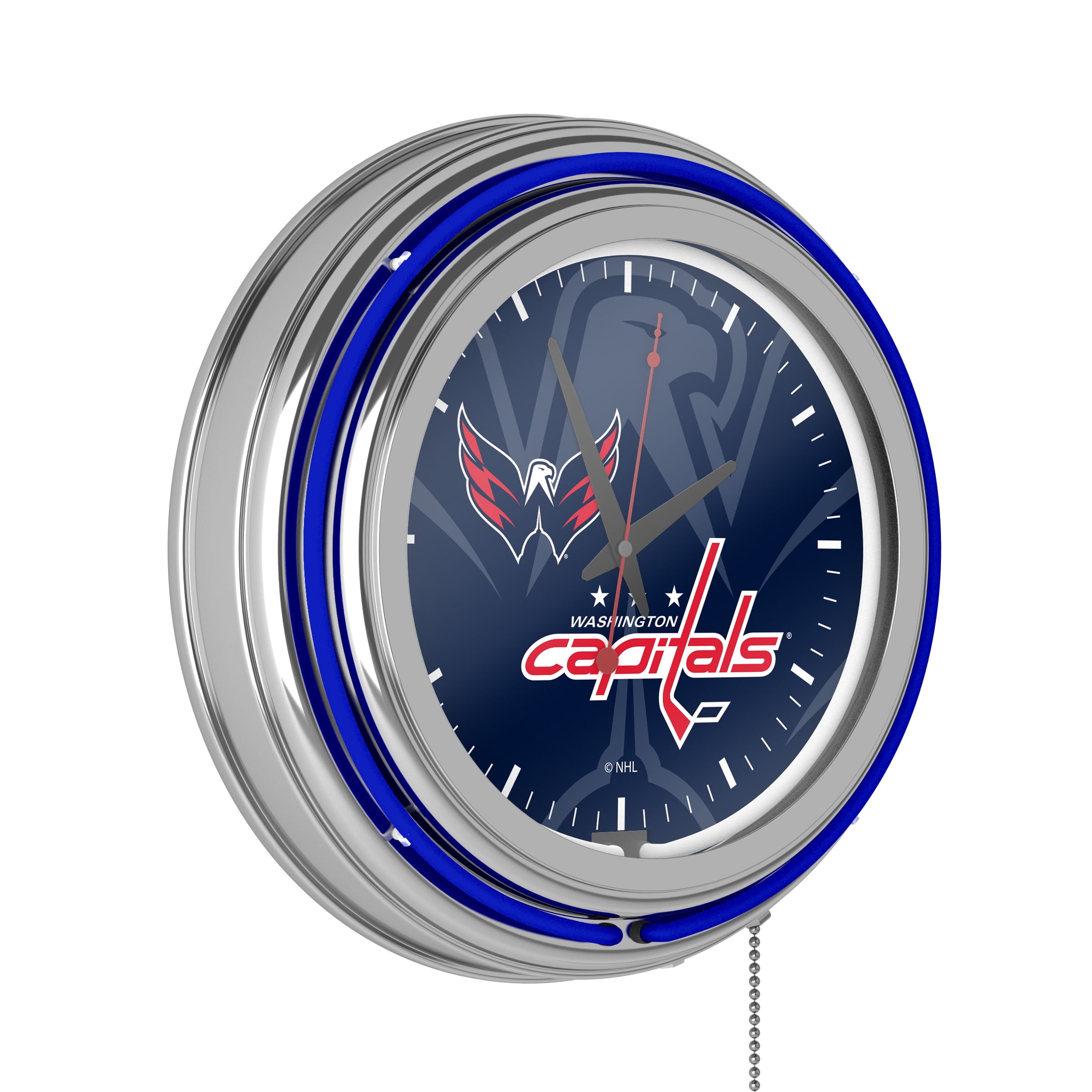 Washington Capitals Watermark Retro Neon Analog Wall Clock with Pull Chain