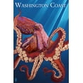 thumbnail image 1 of Washington Coast, Red Octopus (24x36 Giclee Gallery Art Print, Vivid Textured Wall Decor), 1 of 3