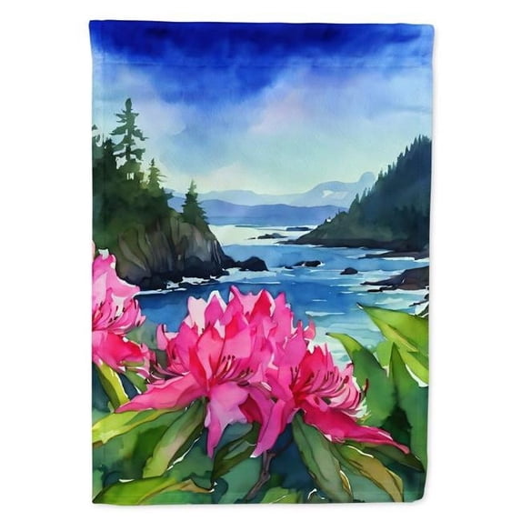 Washington Coast Rhododendrons in Watercolor Garden Flag 11.25 in x 15.5 in