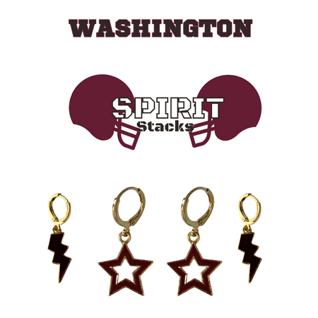 Washington College Spirit Stack black mini enamel bolts and maroon statement open starboys