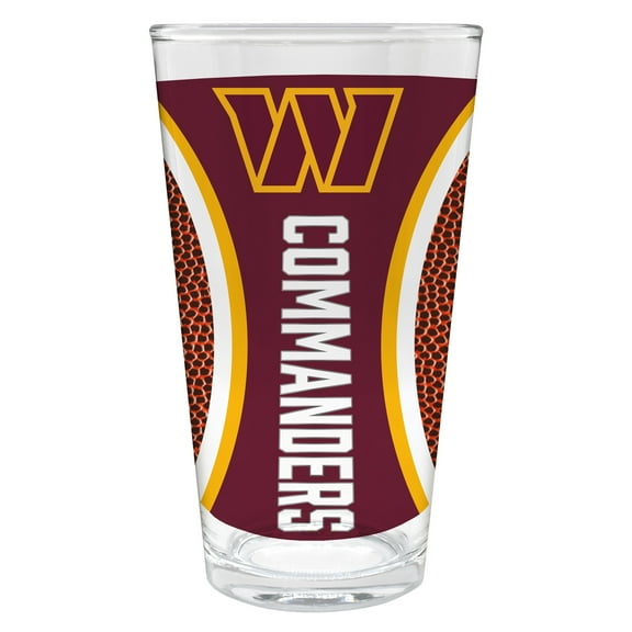 Washington Commander 16 ounce team pint glass with Gameball graphic
