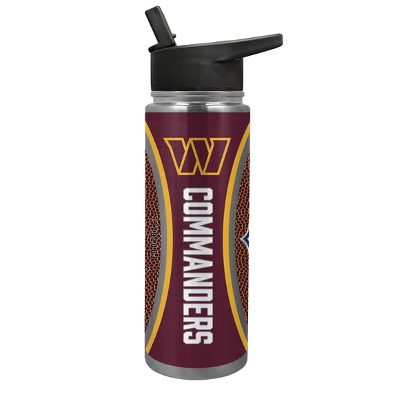 Washington Commander 24 ounce vacuum insulated stainless steel waterbottle with Gameball graphic