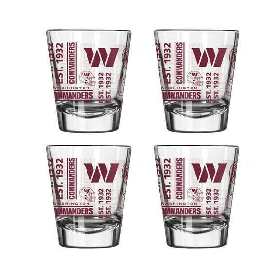 Logo Brands Washington Commanders 4-Pack 2oz. Shot Glass Set