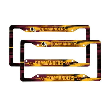 Commanders Aluminum License Plate Frame Four-Hole License Plate Frame (one pair) 12 Inches x 6 Inches Sun-Proof and Rust-Free Suitable For Cars/Trucks/SUVs