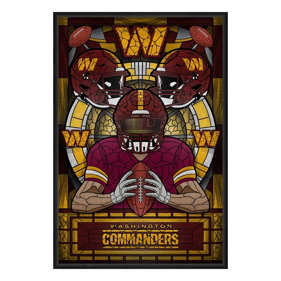 Washington Commanders Framed Stained Glass Art Print