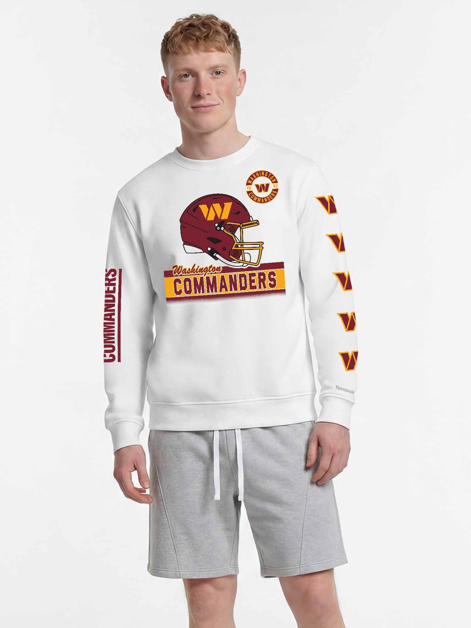 Washington Commanders Reebok Mens White Crew Sweatshirt